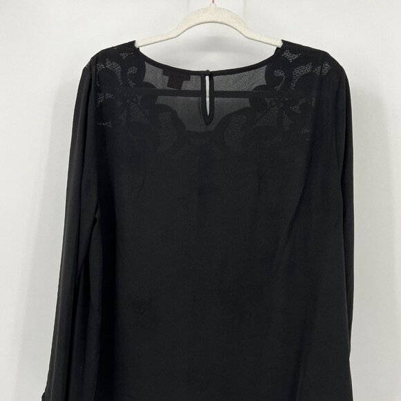 Sunny‎ Leigh Blouse XL Black Floral Embroidered Semi Sheer Boho Top Extra Large - Picture 4 of 11